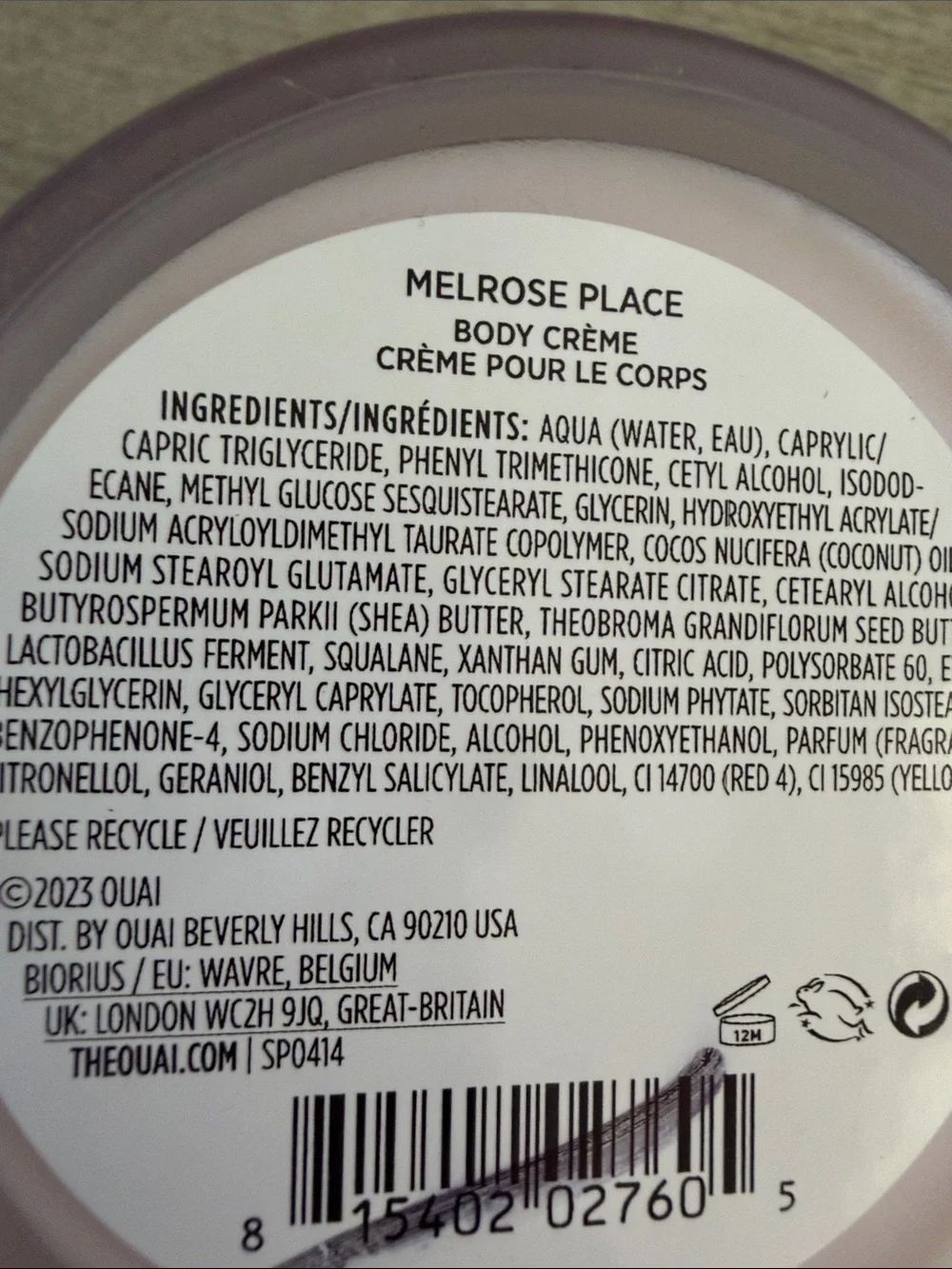 OUAI Melrose Place Body Crème $40 retail